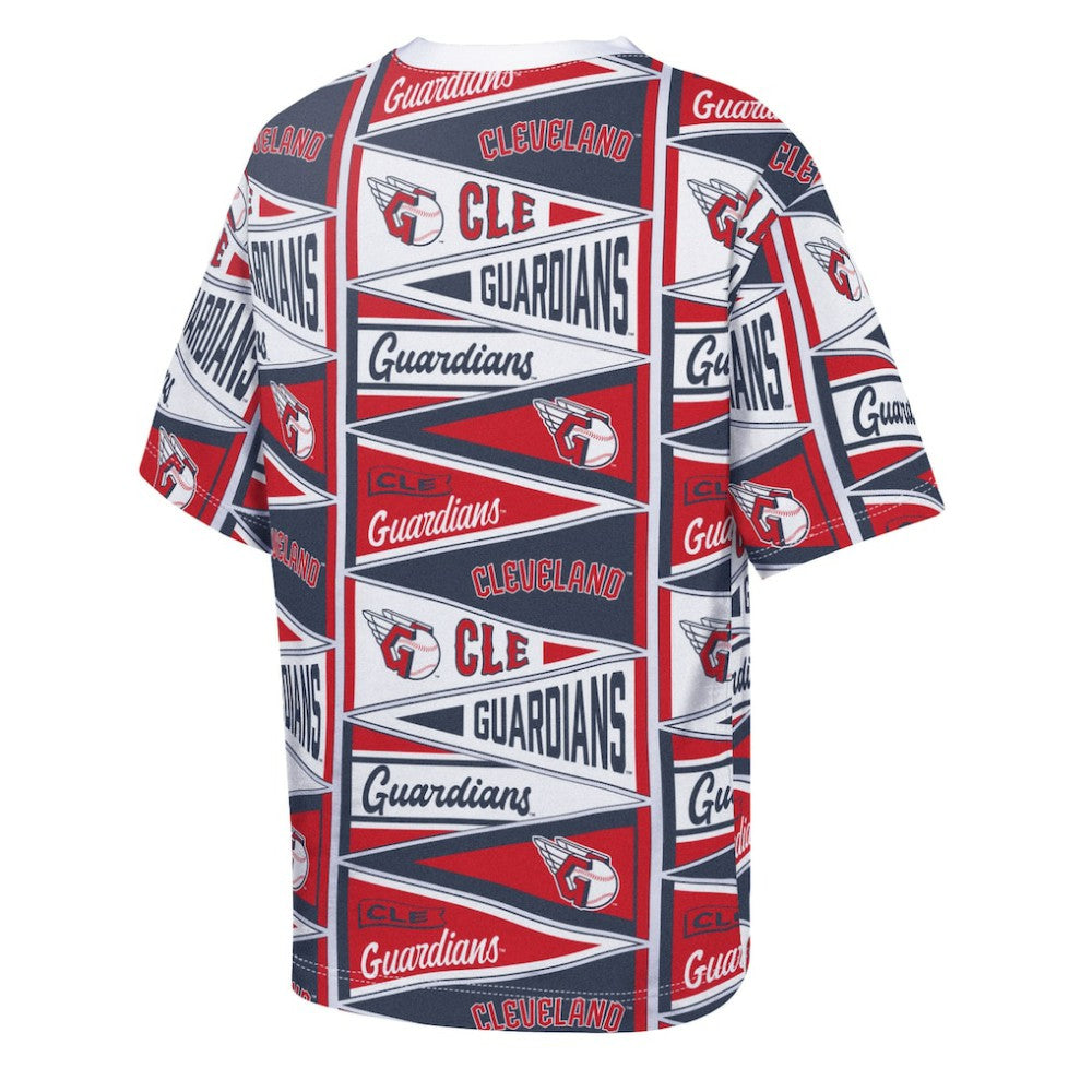 Cleveland Guardians Outerstuff Youth All-Over Pennant T-Shirt Red