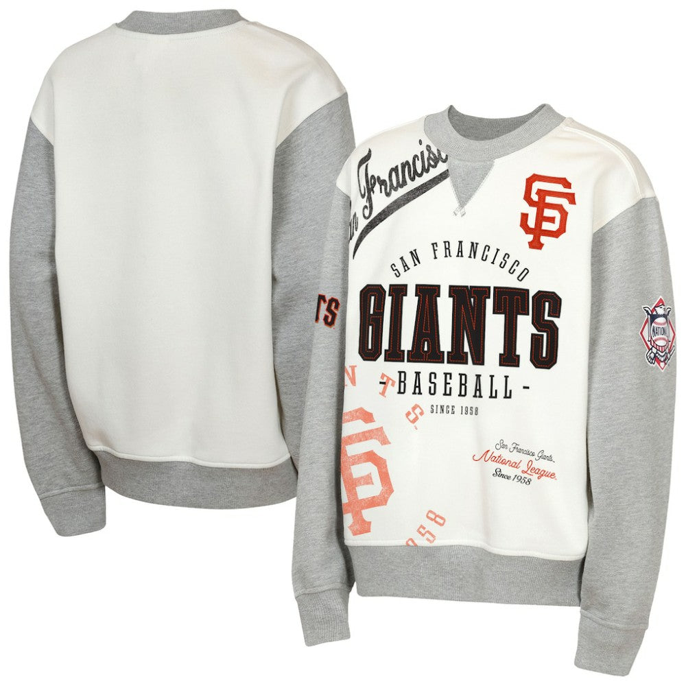 San Francisco Giants Outerstuff Youth Big League Power Hit Fleece Sweatshirt Cream/Gray