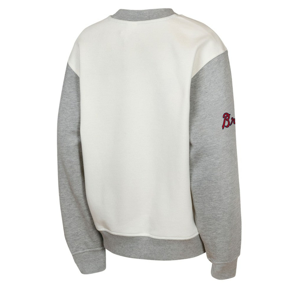 Atlanta Braves Outerstuff Youth Big League Power Hit Fleece Sweatshirt Cream/Gray