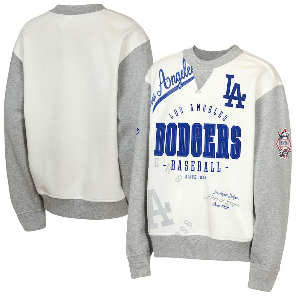 Los Angeles Dodgers Outerstuff Youth Big League Power Hit Fleece Sweatshirt Cream/Gray