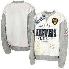 Milwaukee Brewers Outerstuff Youth Big League Power Hit Fleece Sweatshirt Cream/Gray