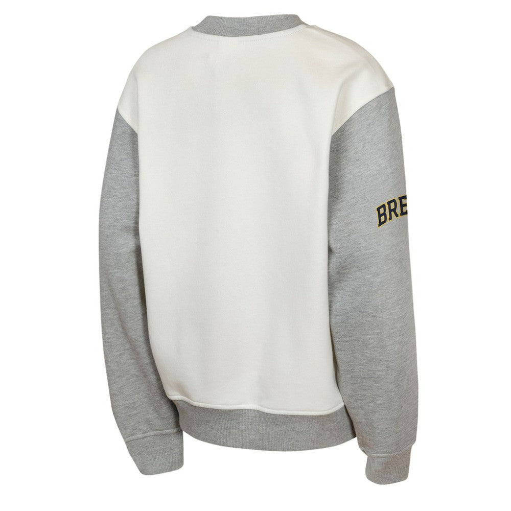 Milwaukee Brewers Outerstuff Youth Big League Power Hit Fleece Sweatshirt Cream/Gray