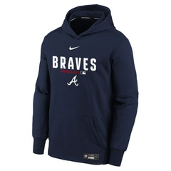 Atlanta Braves Youth Authentic Collection Therma-FIT Hoodie Navy | Nike