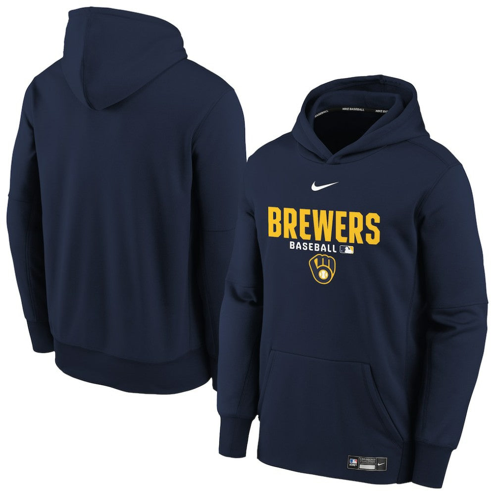 Milwaukee Brewers Youth Authentic Collection Therma-FIT Hoodie Navy | Nike