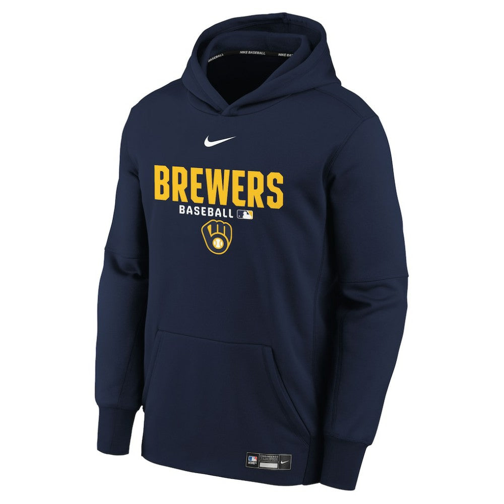 Milwaukee Brewers Youth Authentic Collection Therma-FIT Hoodie Navy | Nike