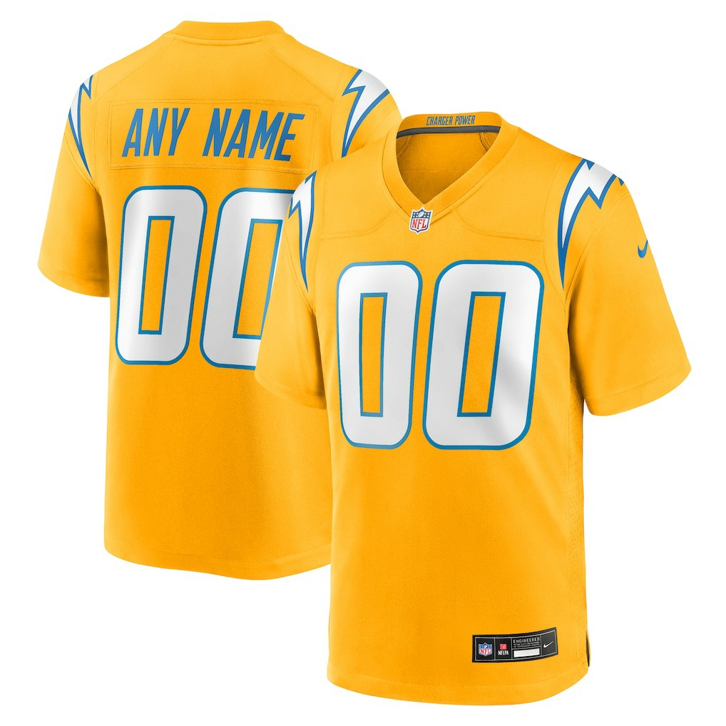 Los Angeles Chargers Alternate Charger Power Game Custom Jersey - Gold