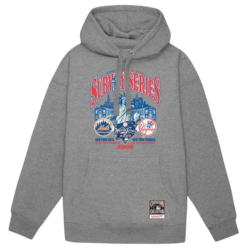 New York Yankees vs. New York Mets 2000 World Series Pullover Hoodie Heather Gray | Mitchell & Ness
