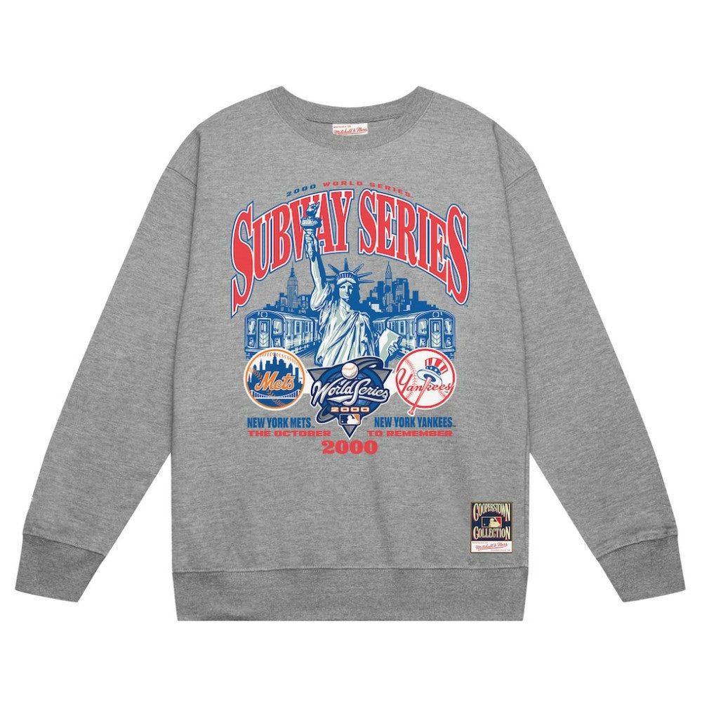 New York Yankees vs. New York Mets 2000 World Series Pullover Sweatshirt Heather Gray | Mitchell & Ness
