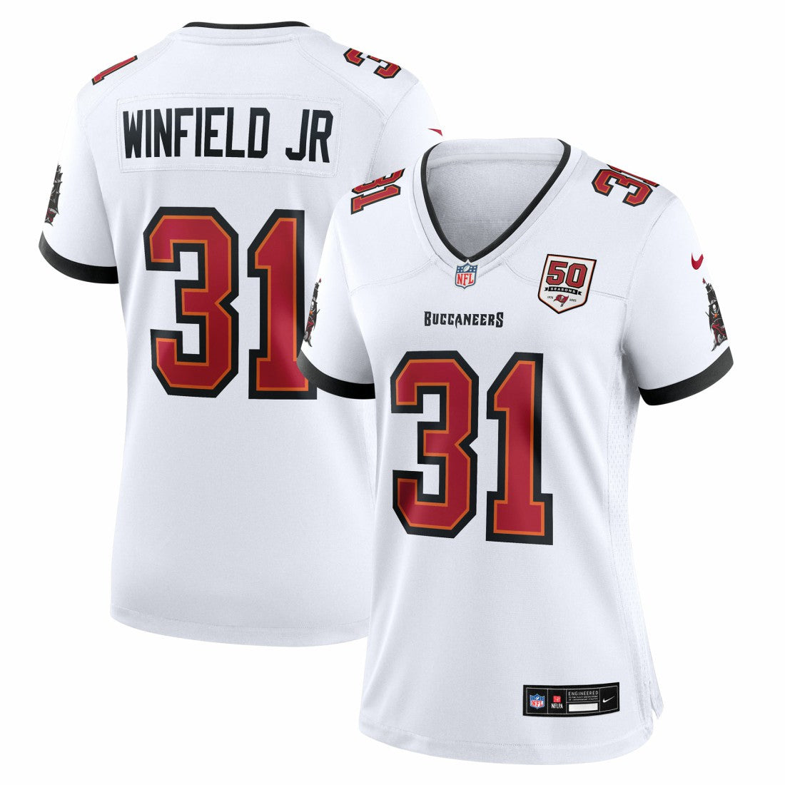 Antoine Winfield Jr. Tampa Bay Buccaneers Women's 50th Season Patch Game Jersey - White