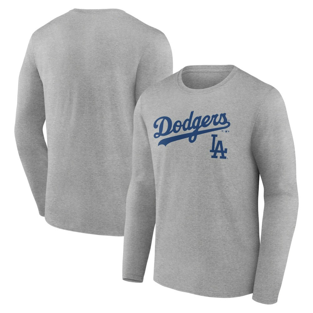 Los Angeles Dodgers Team Lockup Long Sleeve T-Shirt Gray