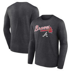 Atlanta Braves Team Lockup Long Sleeve T-Shirt Charcoal