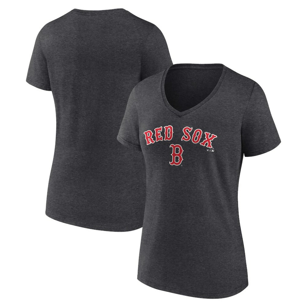 Boston Red Sox Women's Team Lockup V-Neck T-Shirt Charcoal