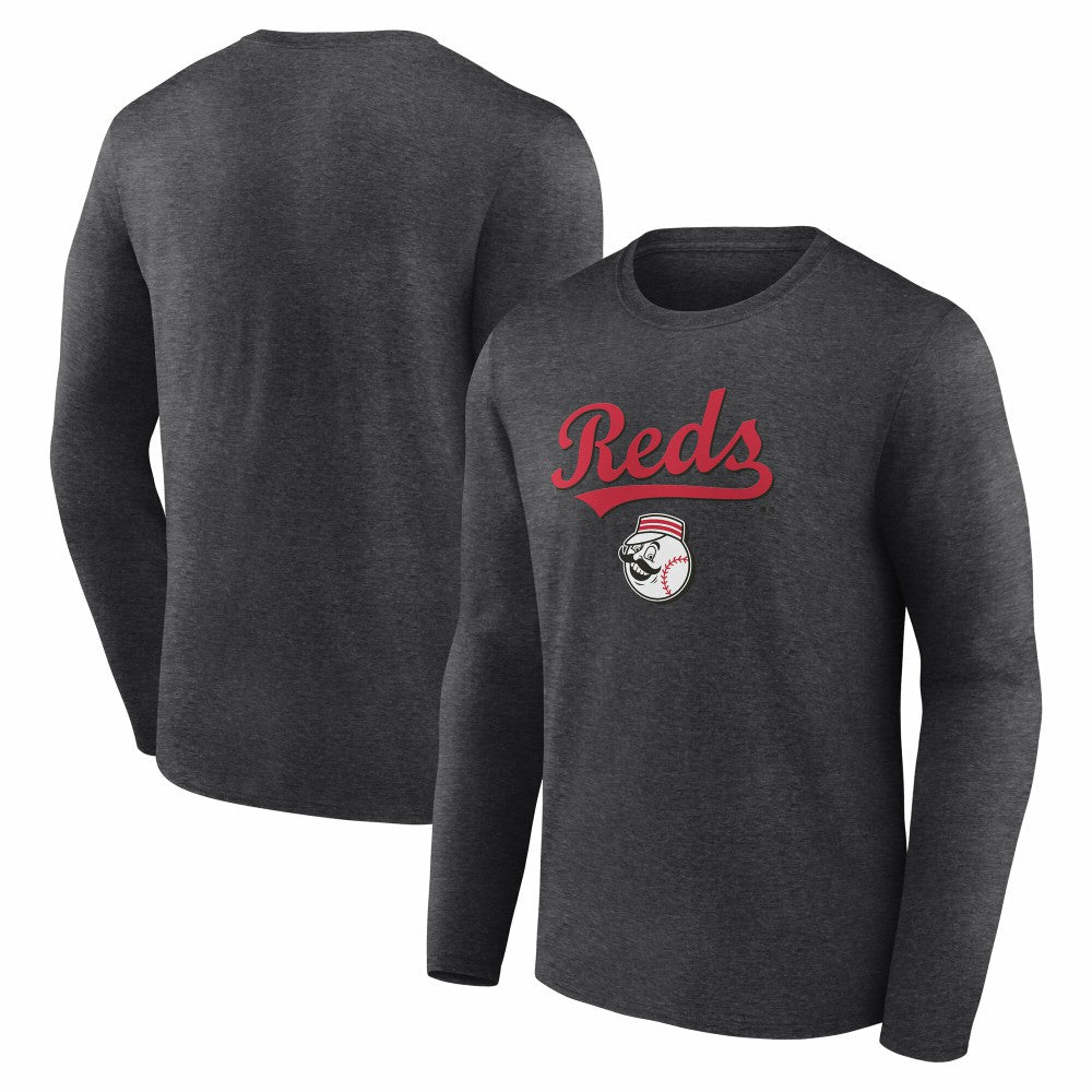 Cincinnati Reds Team Lockup Long Sleeve T-Shirt Charcoal