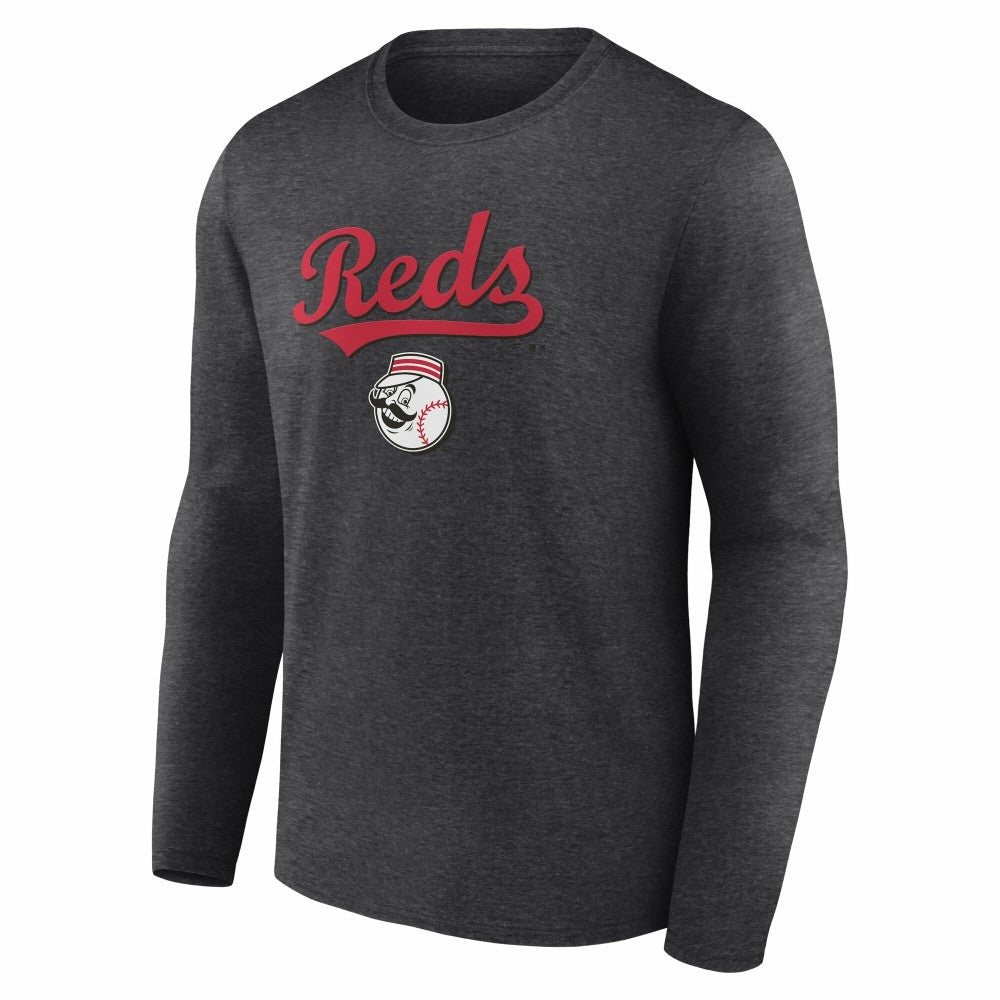 Cincinnati Reds Team Lockup Long Sleeve T-Shirt Charcoal