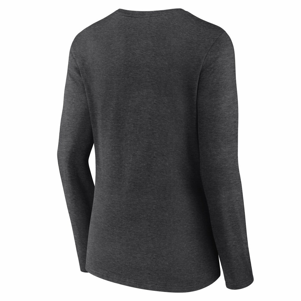 Cincinnati Reds Women's Team Lockup Long Sleeve V-Neck T-Shirt Charcoal