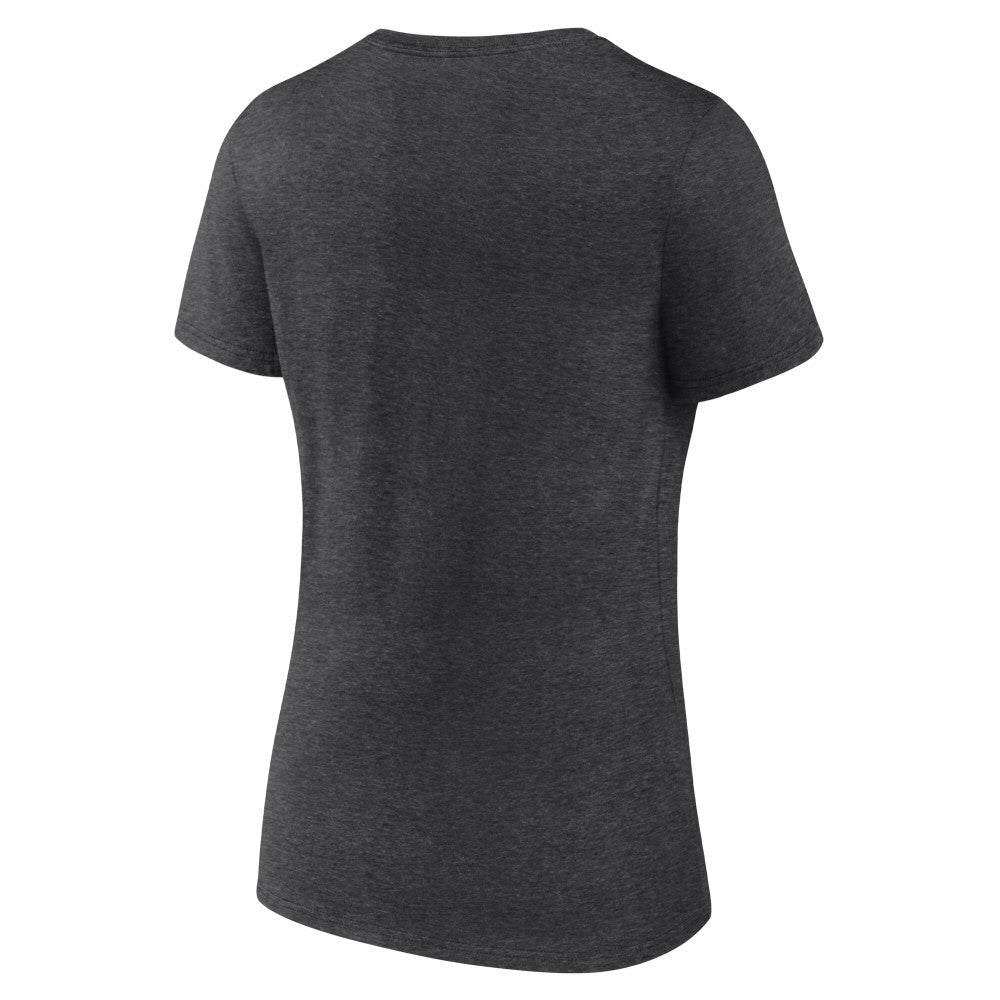 Cincinnati Reds Women's Team Lockup V-Neck T-Shirt Charcoal