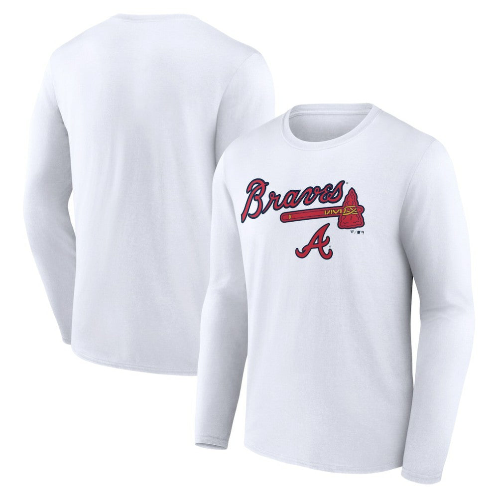 Atlanta Braves Team Lockup Long Sleeve T-Shirt White