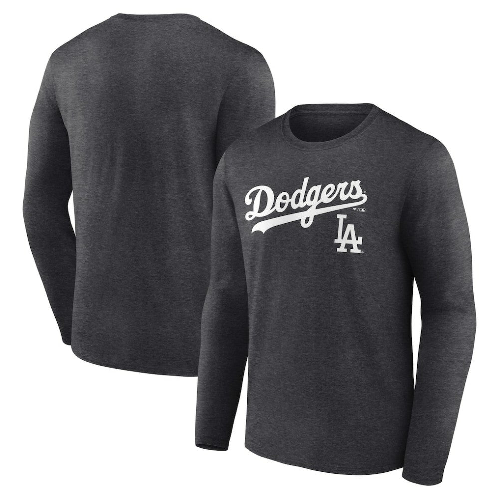 Los Angeles Dodgers Team Lockup Long Sleeve T-Shirt Charcoal
