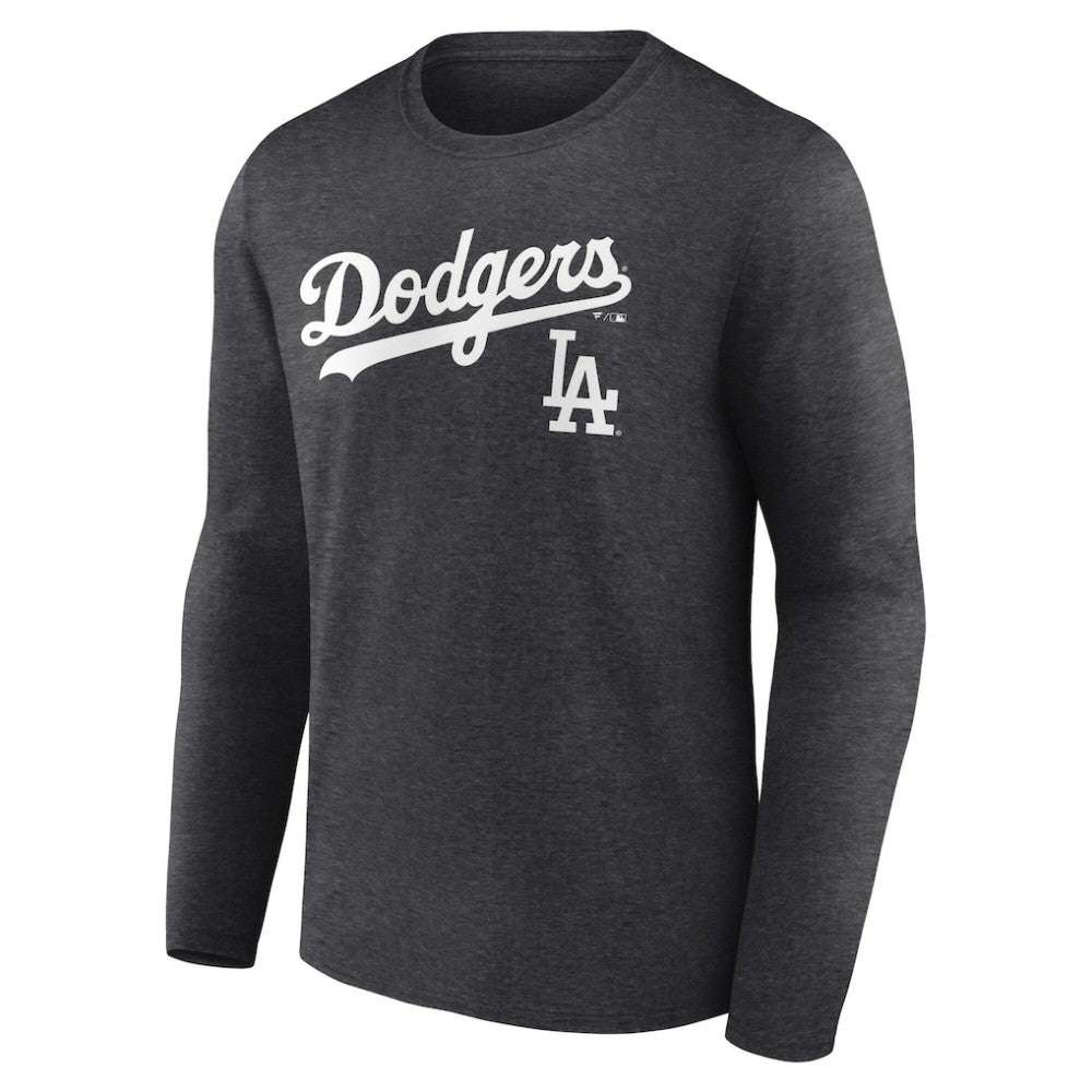 Los Angeles Dodgers Team Lockup Long Sleeve T-Shirt Charcoal