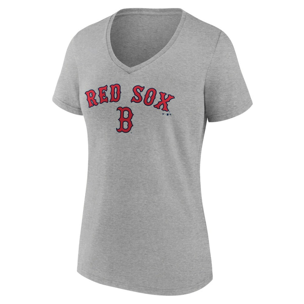 Boston Red Sox Women's Team Lockup V-Neck T-Shirt Gray