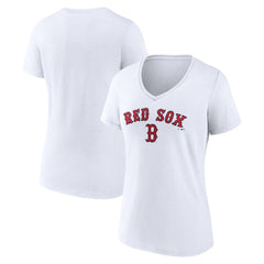Boston Red Sox Women's Team Lockup V-Neck T-Shirt White