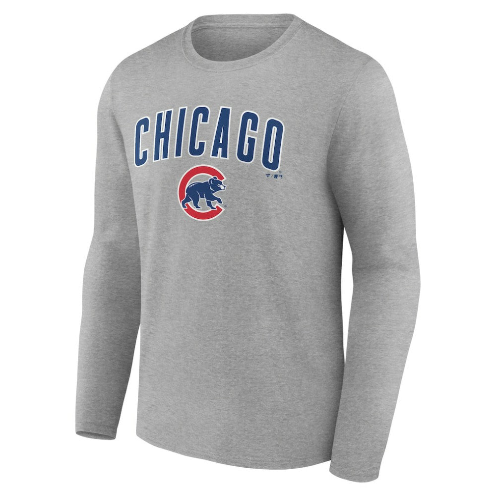 Chicago Cubs Team Lockup Long Sleeve T-Shirt Gray