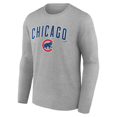 Chicago Cubs Team Lockup Long Sleeve T-Shirt Gray