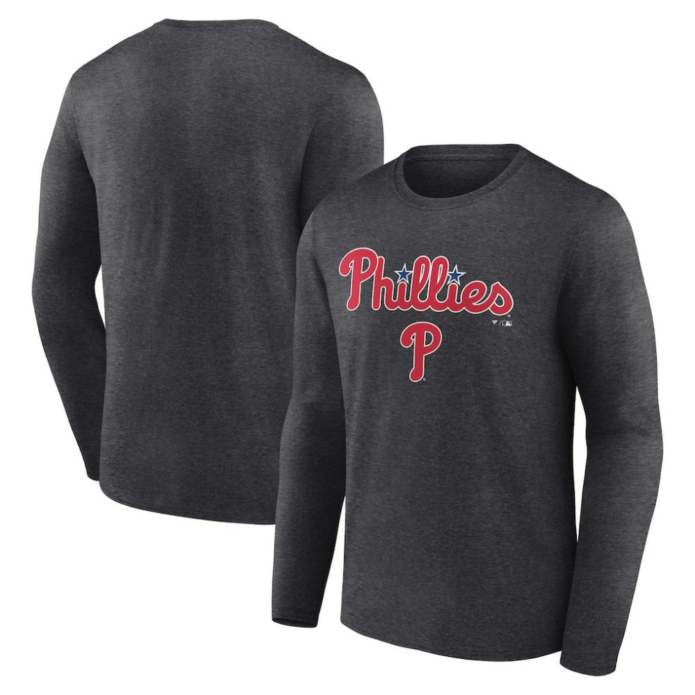 Philadelphia Phillies Team Lockup Long Sleeve T-Shirt Charcoal