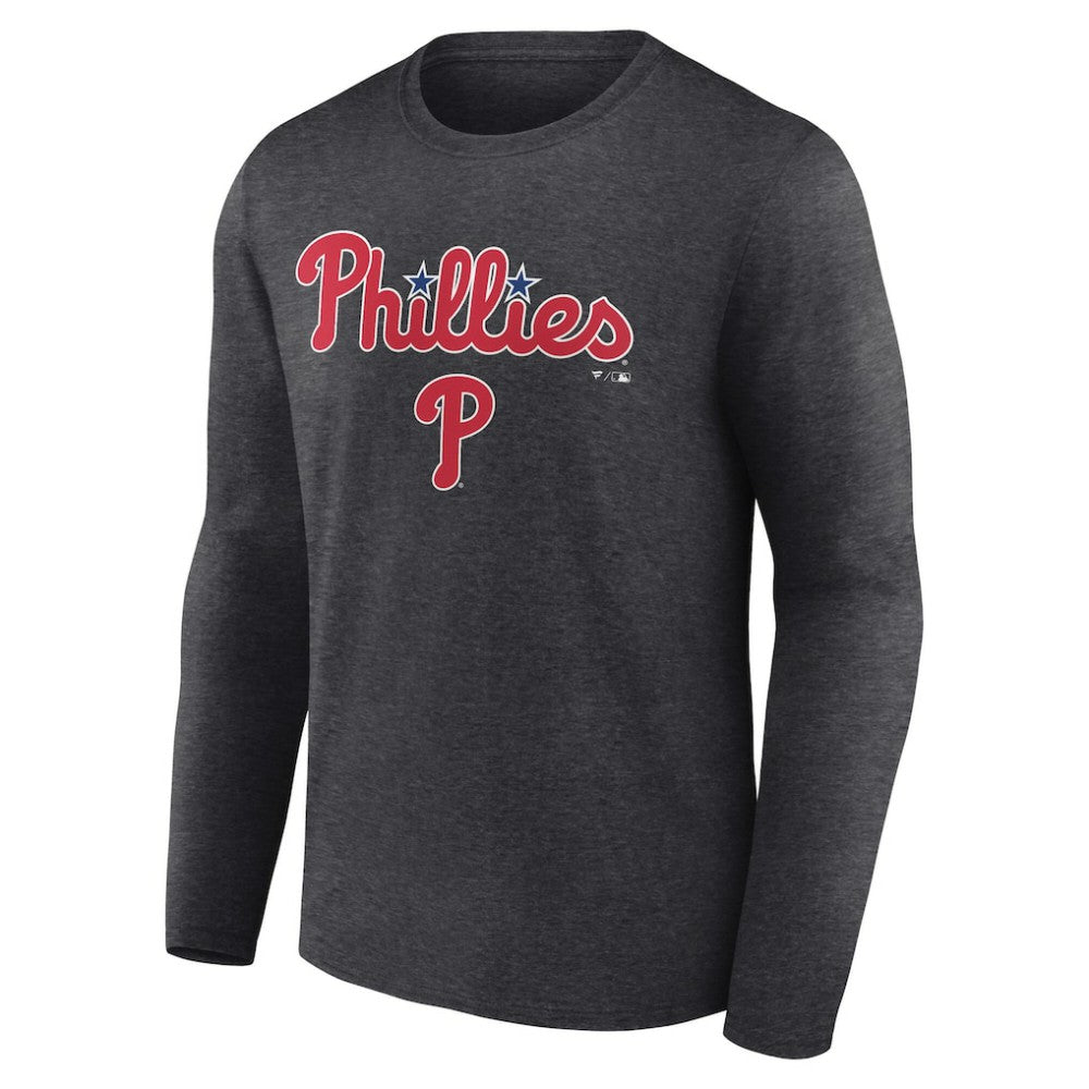 Philadelphia Phillies Team Lockup Long Sleeve T-Shirt Charcoal