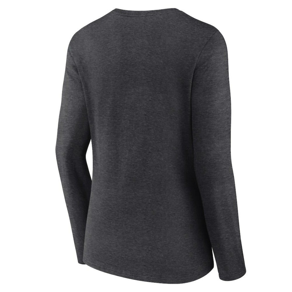 Philadelphia Phillies Women's Team Lockup Long Sleeve V-Neck T-Shirt Charcoal