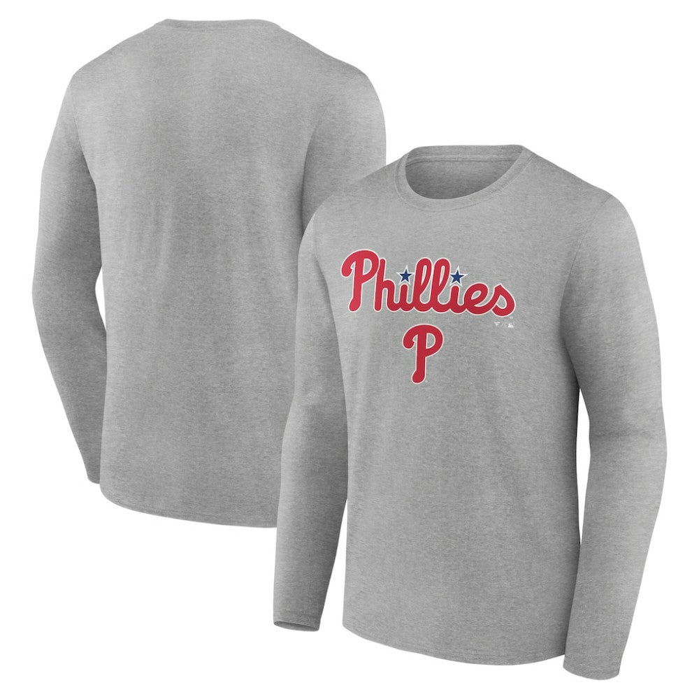 Philadelphia Phillies Team Lockup Long Sleeve T-Shirt Gray