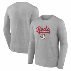 Cincinnati Reds Team Lockup Long Sleeve T-Shirt Gray