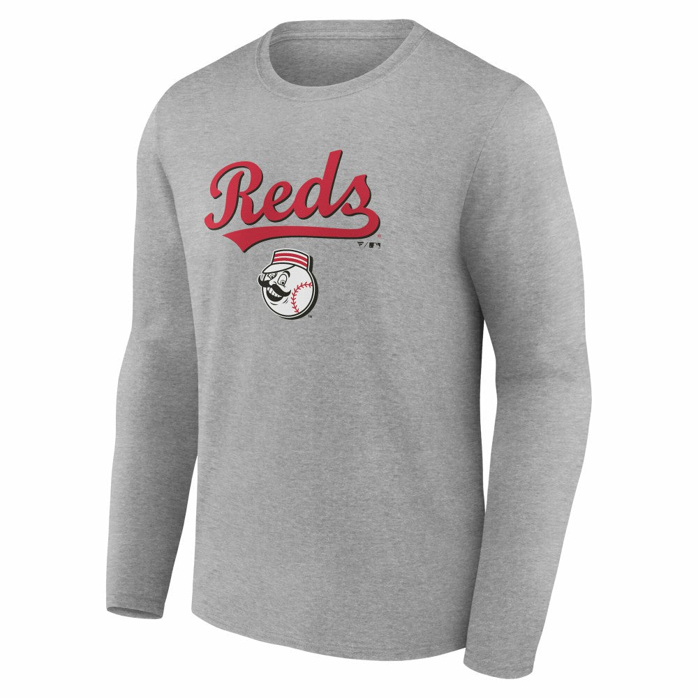 Cincinnati Reds Team Lockup Long Sleeve T-Shirt Gray