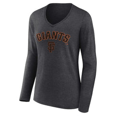 San Francisco Giants Women's Team Lockup Long Sleeve V-Neck T-Shirt Charcoal