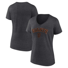 San Francisco Giants Women's Team Lockup V-Neck T-Shirt Charcoal