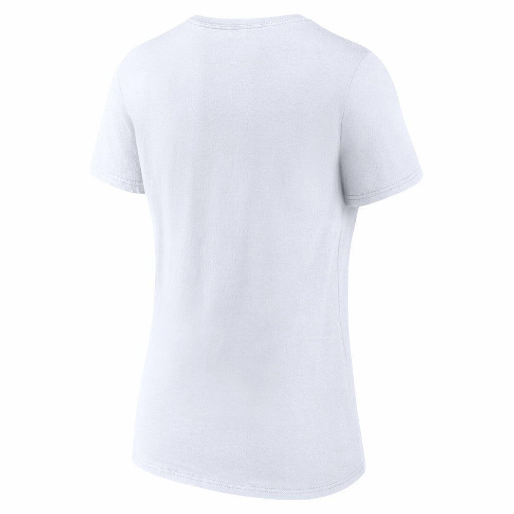 Cincinnati Reds Women's Team Lockup V-Neck T-Shirt White