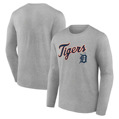 Detroit Tigers Team Lockup Long Sleeve T-Shirt Gray