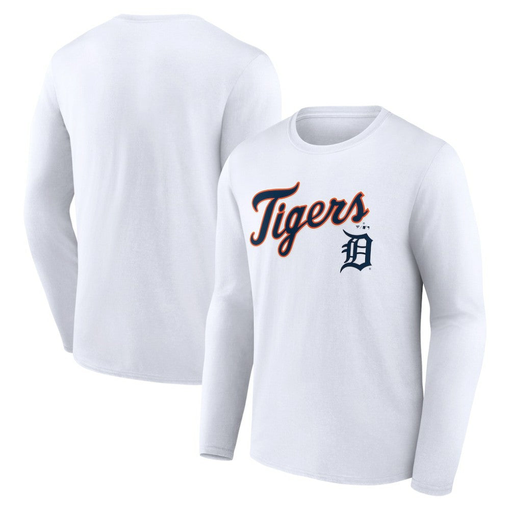 Detroit Tigers Team Lockup Long Sleeve T-Shirt White