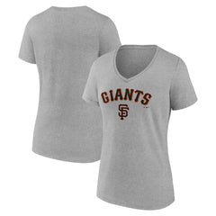 San Francisco Giants Women's Team Lockup V-Neck T-Shirt Gray