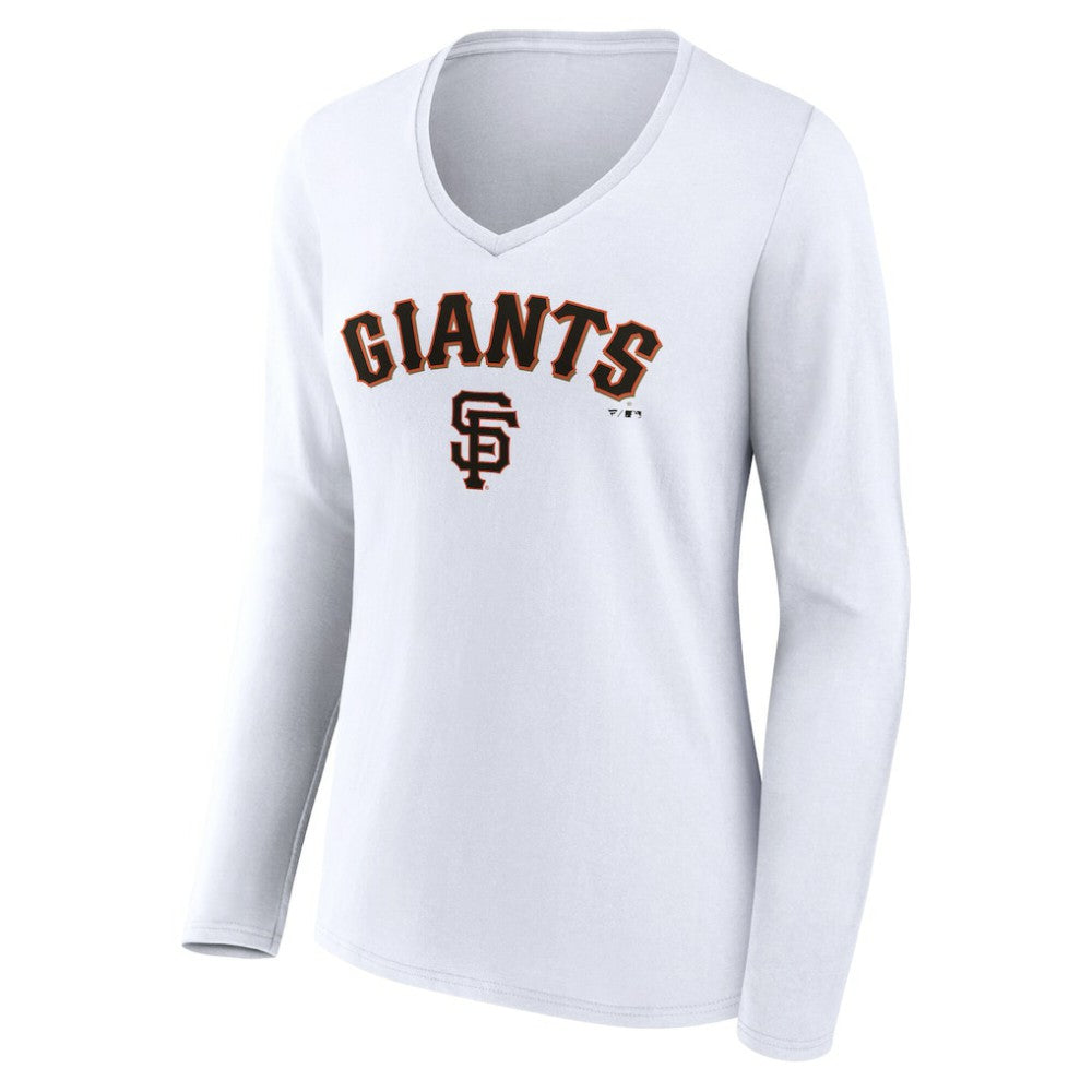 San Francisco Giants Women's Team Lockup Long Sleeve V-Neck T-Shirt White