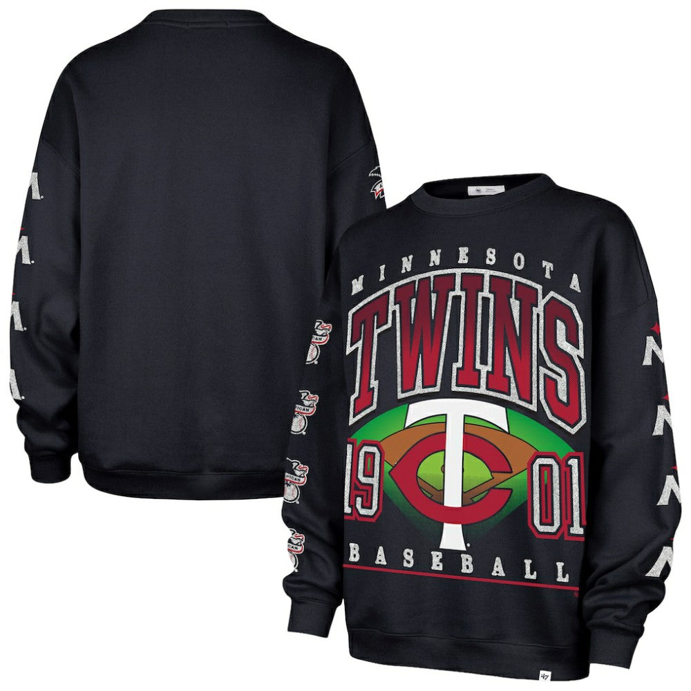 Minnesota Twins Women's Trendy Team Go Big Oversized Sweatshirt Navy | 47 brand