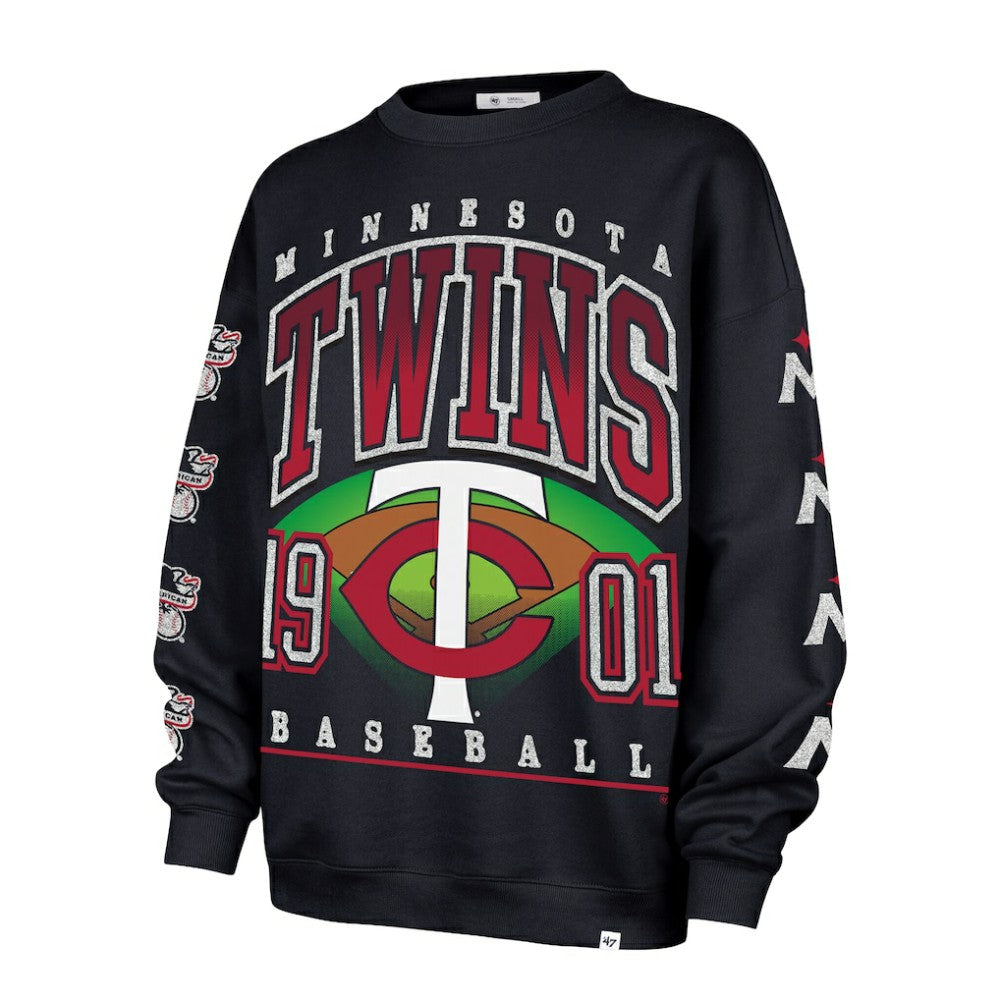 Minnesota Twins Women's Trendy Team Go Big Oversized Sweatshirt Navy | 47 brand