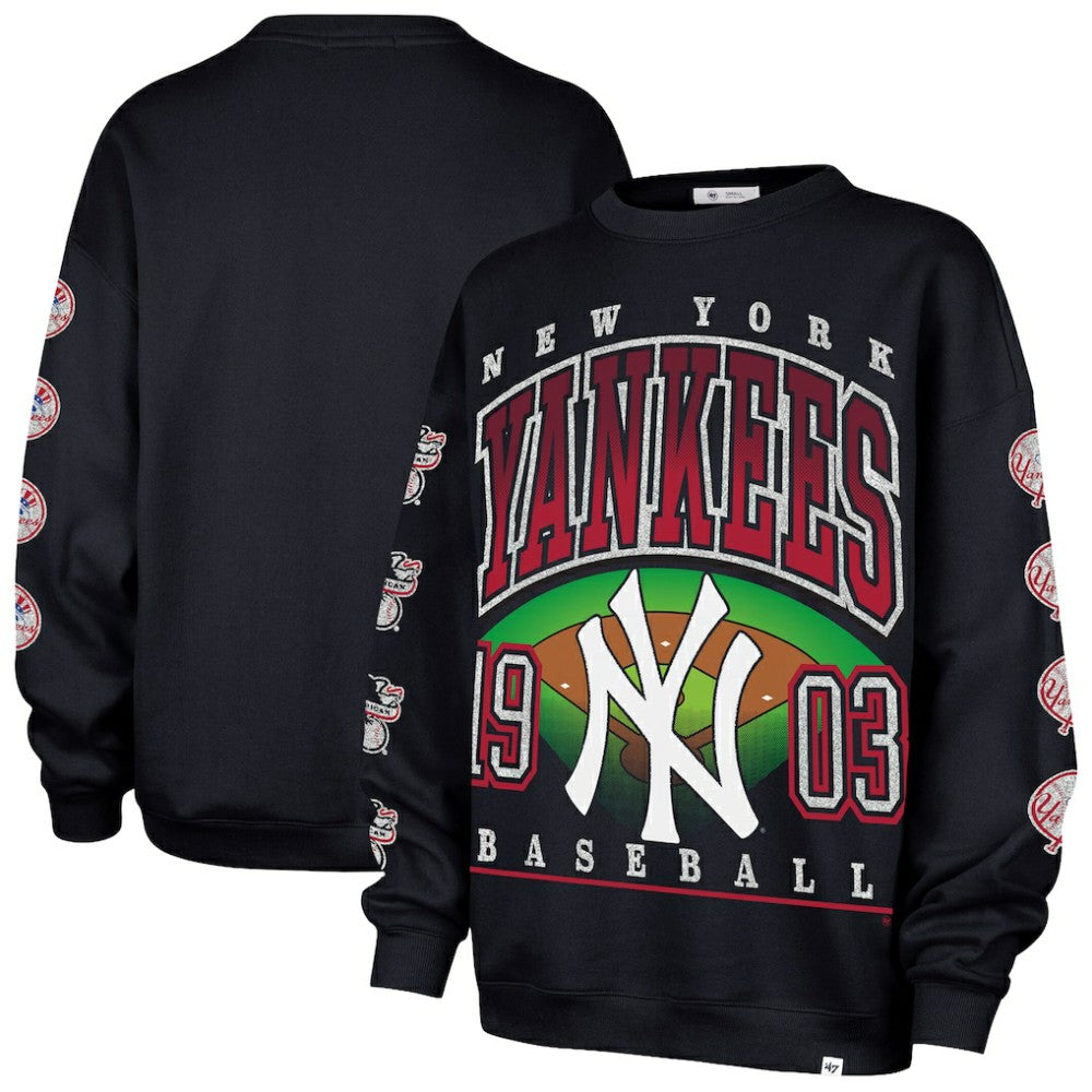 New York Yankees Women's Trendy Team Go Big Oversized Sweatshirt Navy | 47 brand