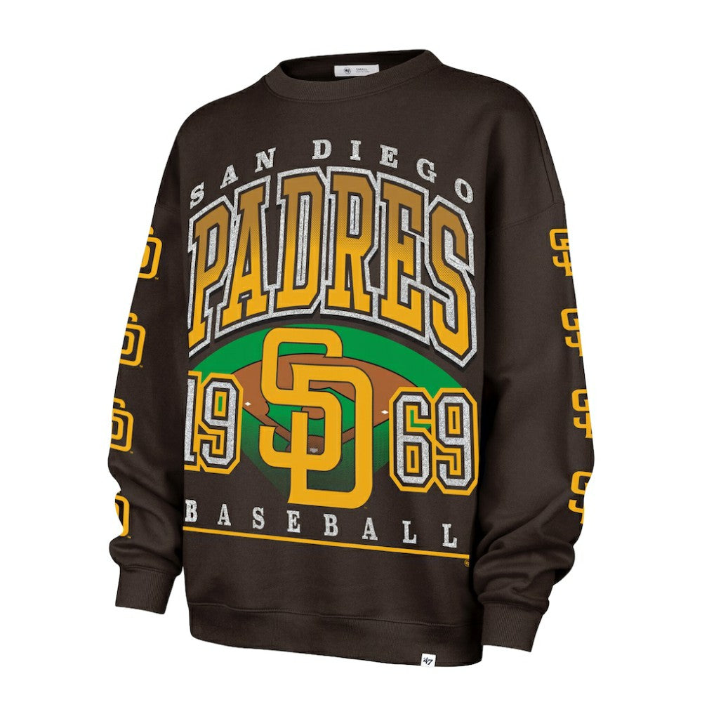 San Diego Padres Women's Trendy Team Go Big Oversized Sweatshirt Brown | 47 brand