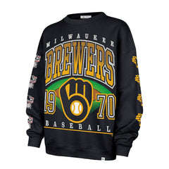 Milwaukee Brewers Women's Trendy Team Go Big Oversized Sweatshirt Navy | 47 brand