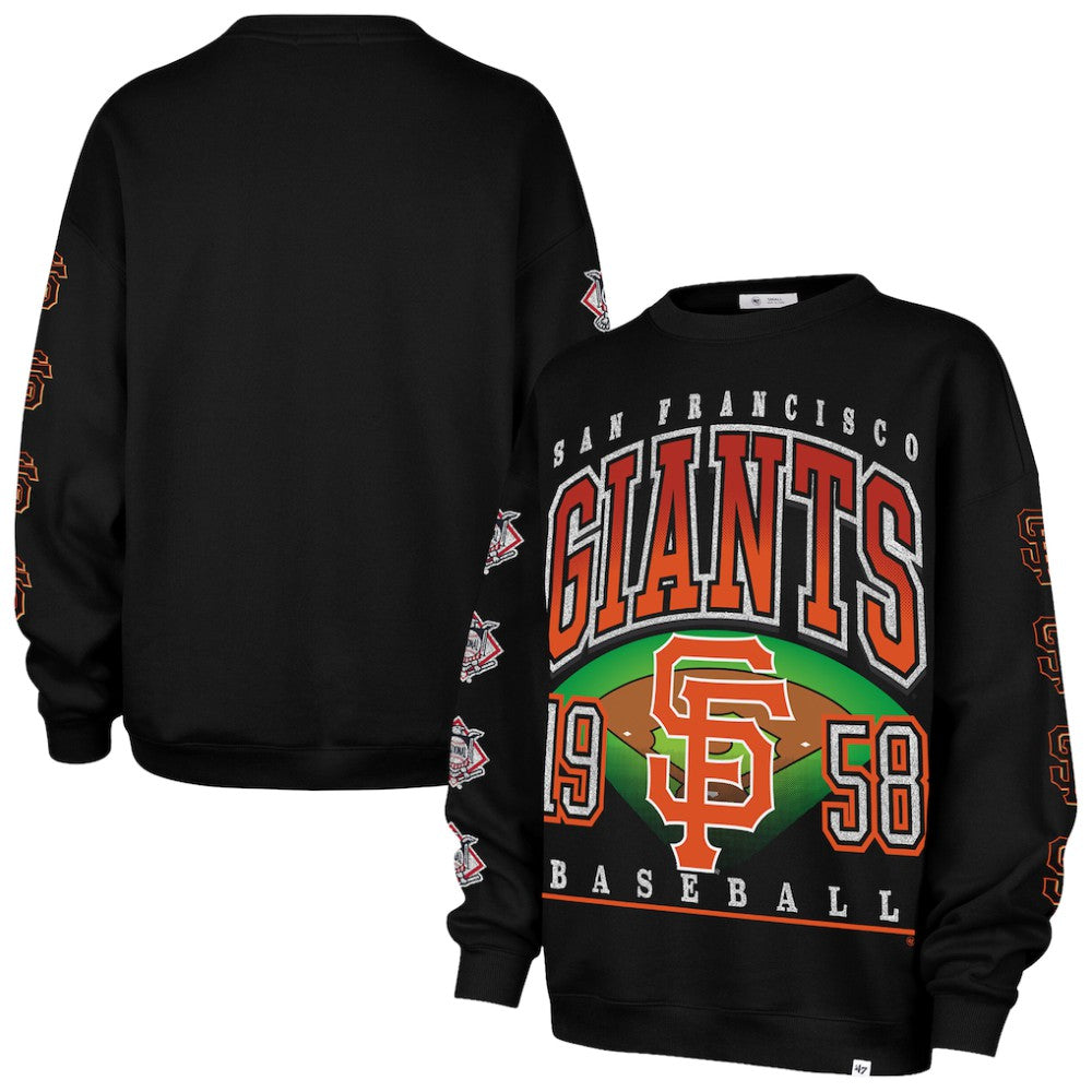 San Francisco Giants Women's Trendy Team Go Big Oversized Sweatshirt Black | 47 brand