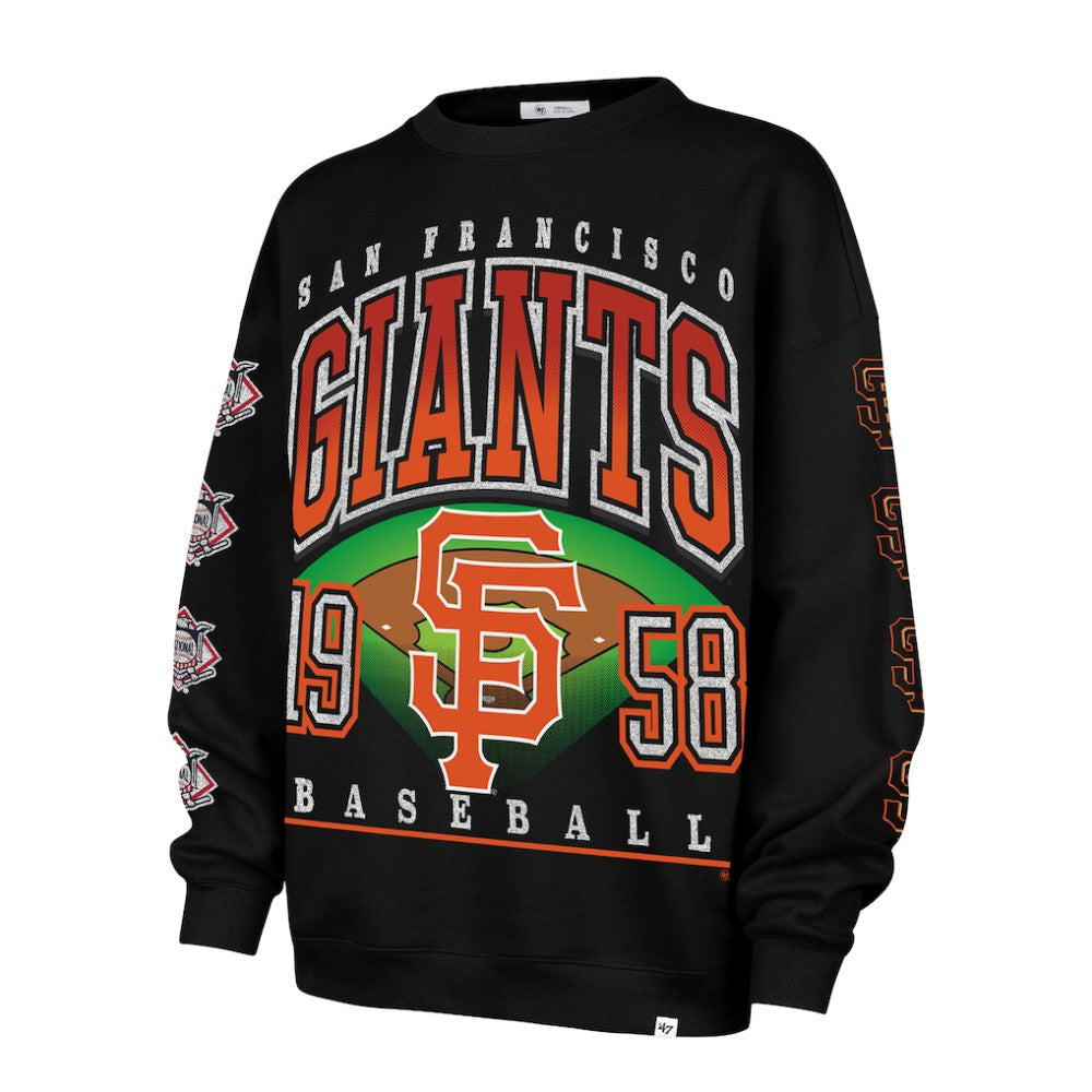 San Francisco Giants Women's Trendy Team Go Big Oversized Sweatshirt Black | 47 brand
