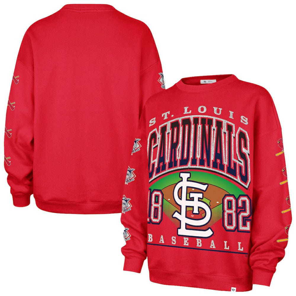 St. Louis Cardinals Women's Trendy Team Go Big Oversized Sweatshirt Red | 47 brand