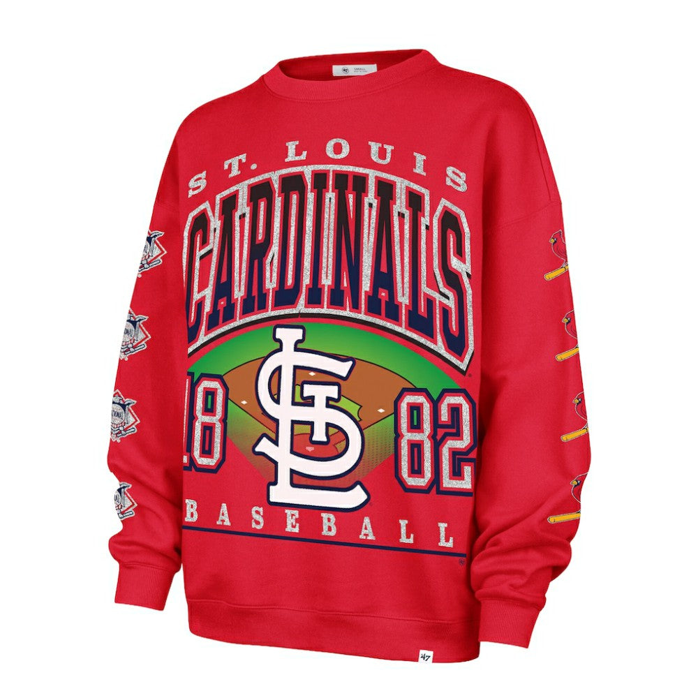 St. Louis Cardinals Women's Trendy Team Go Big Oversized Sweatshirt Red | 47 brand