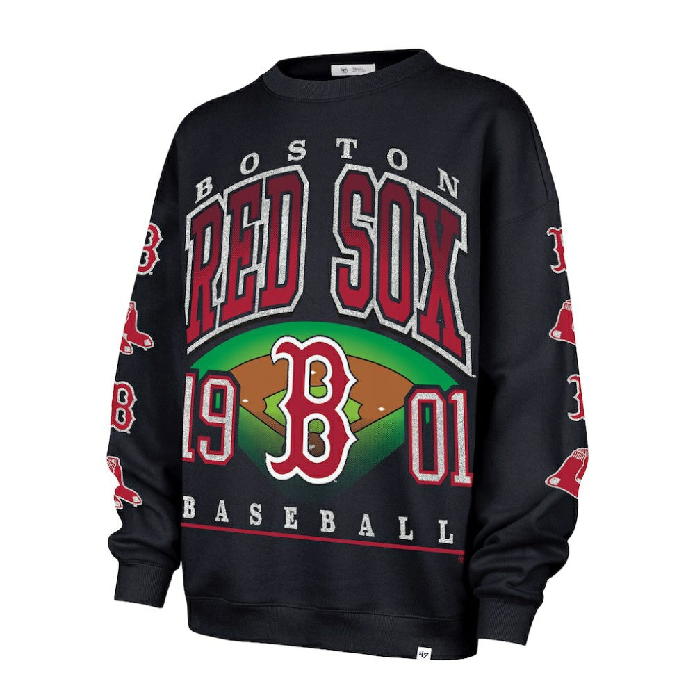 Boston Red Sox Women's Trendy Team Go Big Oversized Sweatshirt Black | 47 brand